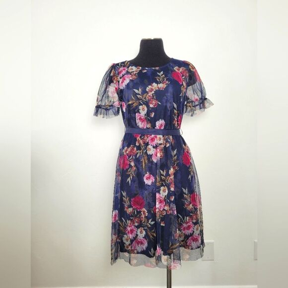 Candalite Petite Medium Floral Dress Purple Blue Dance Formal Fairy Bloomcore - Picture 1 of 11